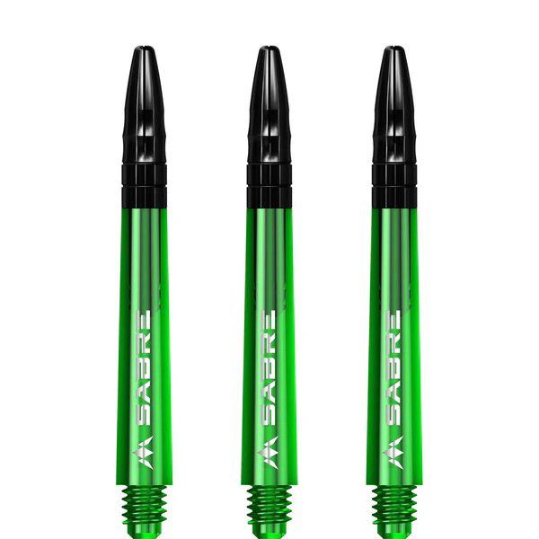Mission Sabre Shafts - Polycarbonate Dart Stems - Green - Black Aluminum Top - Image 5