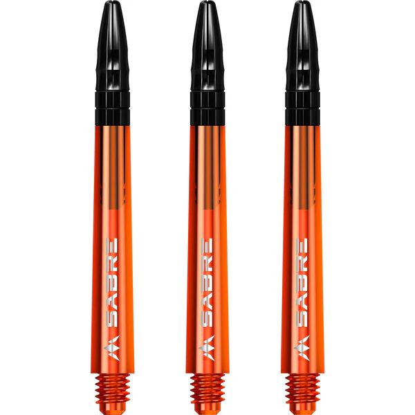 Mission Sabre Shafts - Polycarbonate Dart Stems - Orange - Black Aluminum Top - Image 2