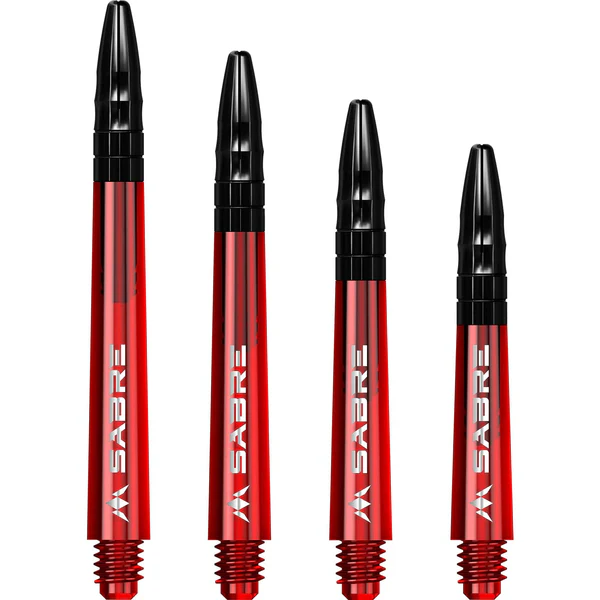 Mission Sabre Shafts - Polycarbonate Dart Stems - Red - Black Aluminum Top