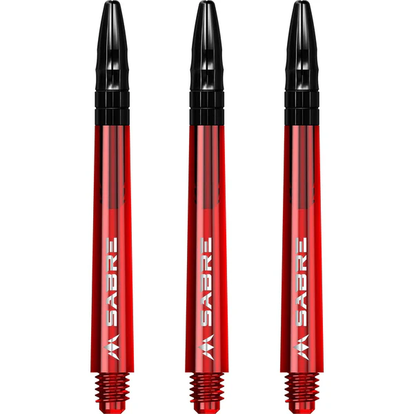 Mission Sabre Shafts - Polycarbonate Dart Stems - Red - Black Aluminum Top - Image 2