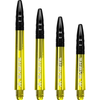 Mission Sabre Shafts - Polycarbonate Dart Stems - Yellow - Black Aluminum Top