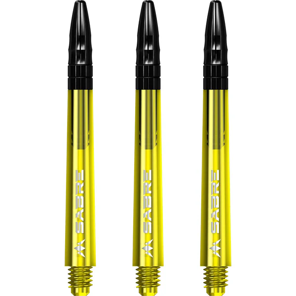 Mission Sabre Shafts - Polycarbonate Dart Stems - Yellow - Black Aluminum Top - Image 2