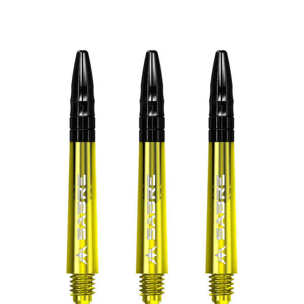 Mission Sabre Shafts - Polycarbonate Dart Stems - Yellow - Black Aluminum Top - Image 4