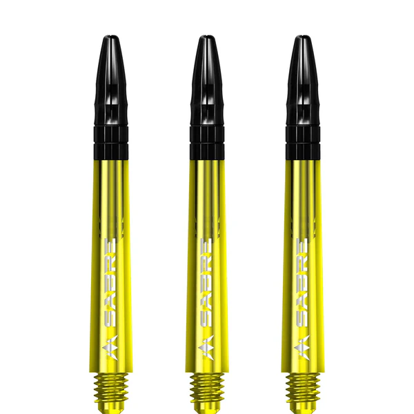 Mission Sabre Shafts - Polycarbonate Dart Stems - Yellow - Black Aluminum Top - Image 5