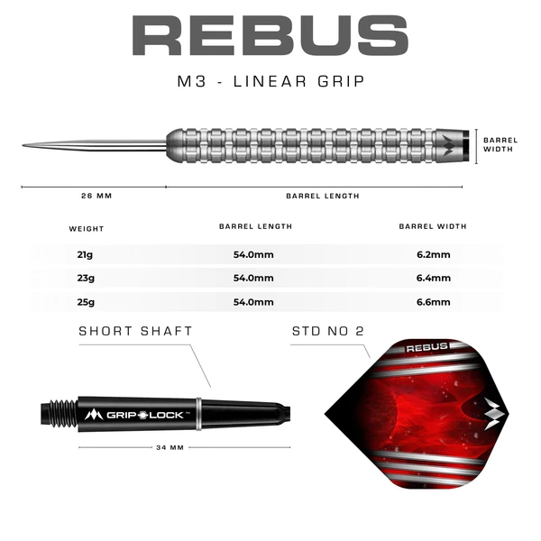 Mission Rebus Darts - Steel Tip - M3 - Linear Grip - 25g - Image 3