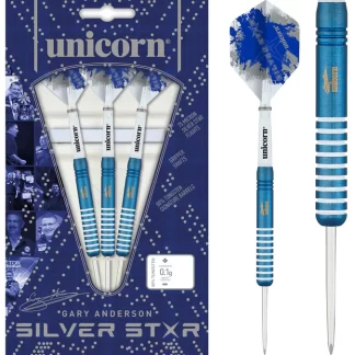 Unicorn Gary Anderson Darts - Steel Tip - Silver Star - Blue - 25g